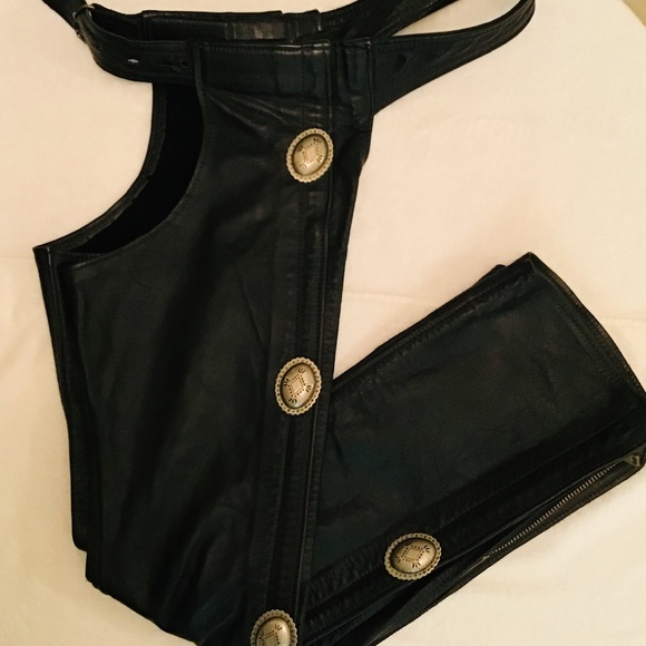 100% HANDMADE LEATHER CHAPS,ANTIQUE, 35 years old. - Picture 2 of 7